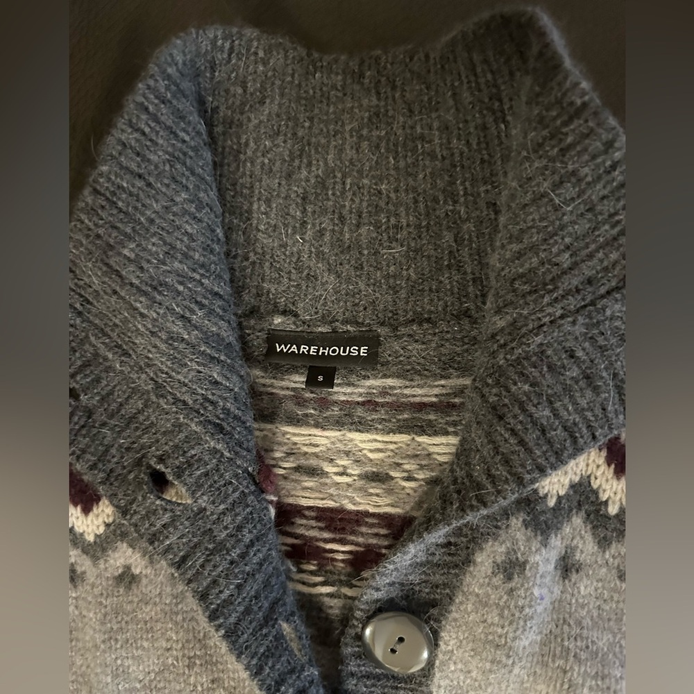 WAREHOUSE Fair Isle Sleeveless Poncho Cardigan – Size S - 70% Wool - Picture 9 of 10